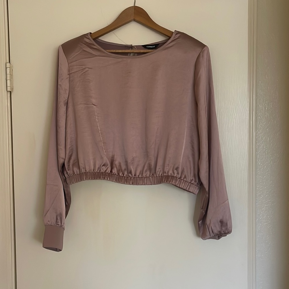 Express satin long sleeve crop top